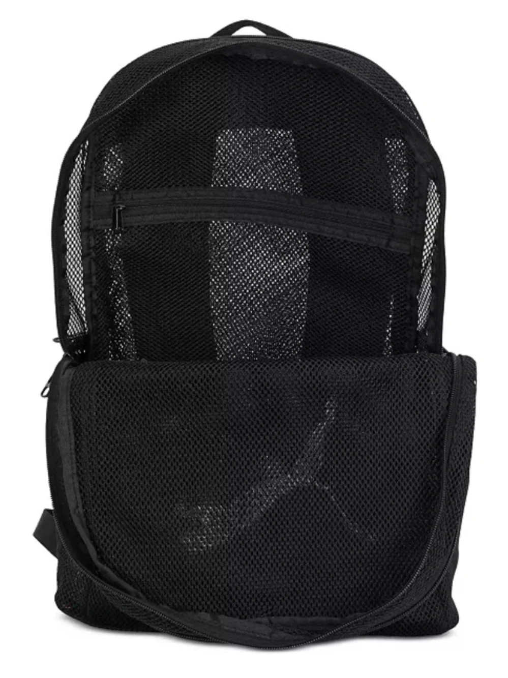Puma Black Mesh Backpack with White Logo Back Pack Bag NWT